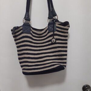 The Sak - crocheted purse handbag - Navy and beige